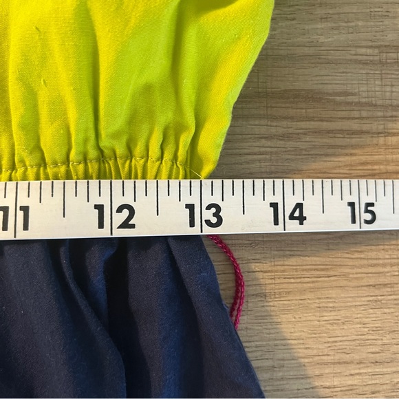 VTG Bonnie Strauss Dress Size 4 Chartreuse Navy Blue A-Line Cotton Pin-Up Retro - Picture 13 of 14